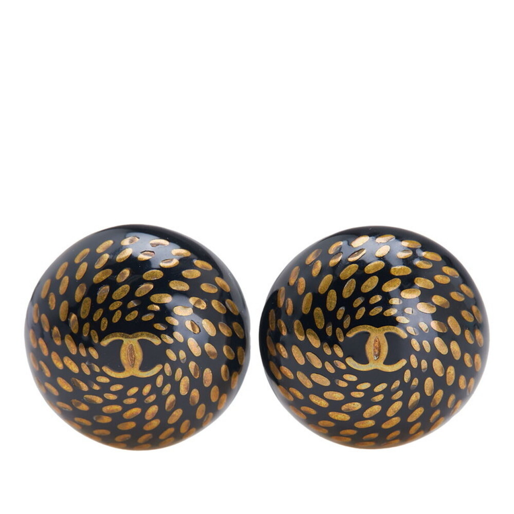 CHANEL Black Logo Earrings